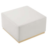 Maple Large 28" Square Performance Velvet Upholstered Ottoman in Alabaster Natural