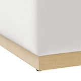 Maple Large 28" Square Performance Velvet Upholstered Ottoman in Alabaster Natural