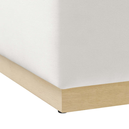 Tilden Large 28" Square Performance Velvet Upholstered Ottoman in Alabaster Natural