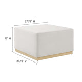 Maple Large 28" Square Performance Velvet Upholstered Ottoman in Alabaster Natural