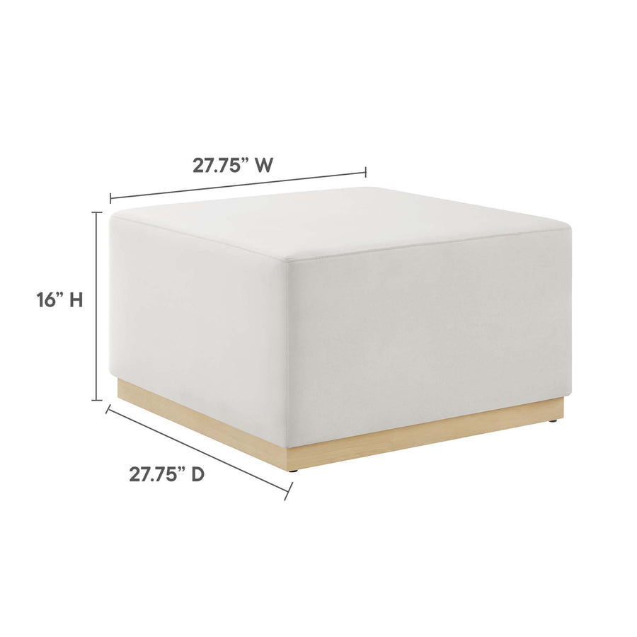 Maple Large 28" Square Performance Velvet Upholstered Ottoman in Alabaster Natural