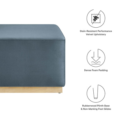 Tilden Large 28" Square Performance Velvet Upholstered Ottoman by Furniture For America