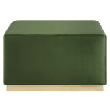 Maple Large 28" Square Performance Velvet Upholstered Ottoman in Moss Green Natural