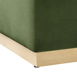 Maple Large 28" Square Performance Velvet Upholstered Ottoman in Moss Green Natural