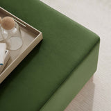 Maple Large 28" Square Performance Velvet Upholstered Ottoman in Moss Green Natural