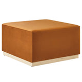 Maple Large 28" Square Performance Velvet Upholstered Ottoman in Rust Natural