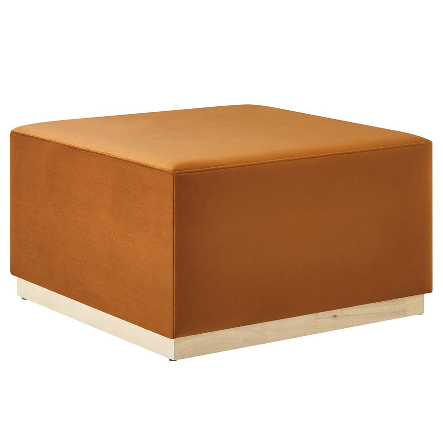 Maple Large 28" Square Performance Velvet Upholstered Ottoman in Rust Natural