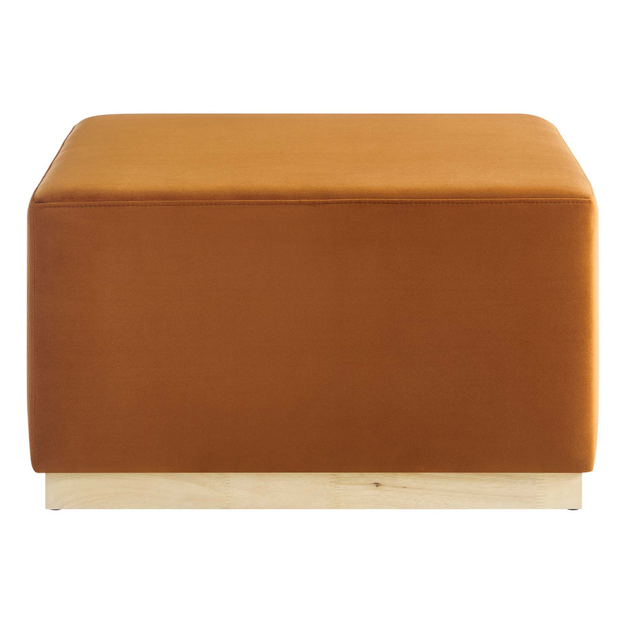 Maple Large 28" Square Performance Velvet Upholstered Ottoman in Rust Natural