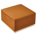 Maple Large 28" Square Performance Velvet Upholstered Ottoman in Rust Natural