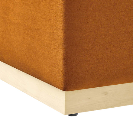 Tilden Large 28" Square Performance Velvet Upholstered Ottoman in Rust Natural