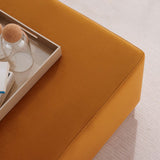 Maple Large 28" Square Performance Velvet Upholstered Ottoman in Rust Natural