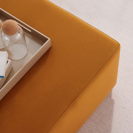 Tilden Large 28" Square Performance Velvet Upholstered Ottoman in Rust Natural
