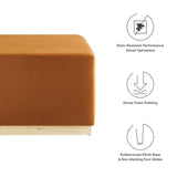 Maple Large 28" Square Performance Velvet Upholstered Ottoman in Rust Natural