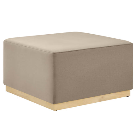 Tilden Large 28" Square Performance Velvet Upholstered Ottoman in Taupe Natural