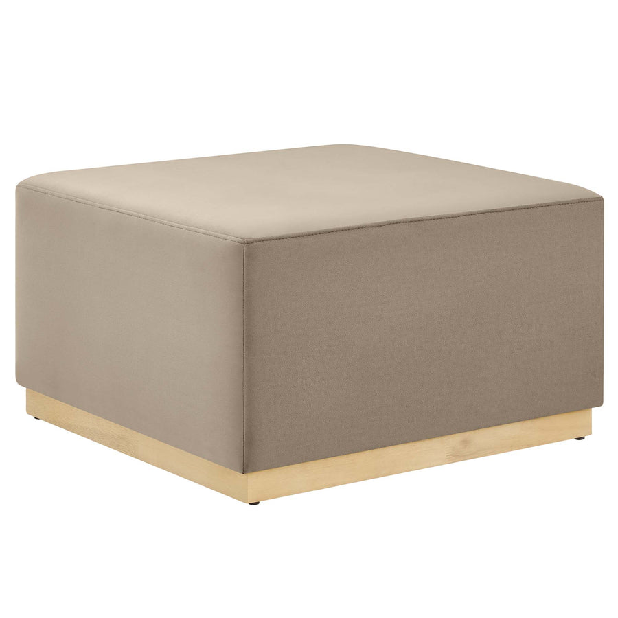 Maple Large 28" Square Performance Velvet Upholstered Ottoman in Taupe Natural