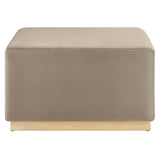 Maple Large 28" Square Performance Velvet Upholstered Ottoman in Taupe Natural