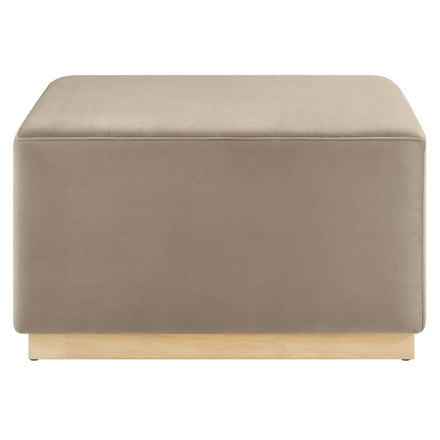 Tilden Large 28" Square Performance Velvet Upholstered Ottoman in Taupe Natural