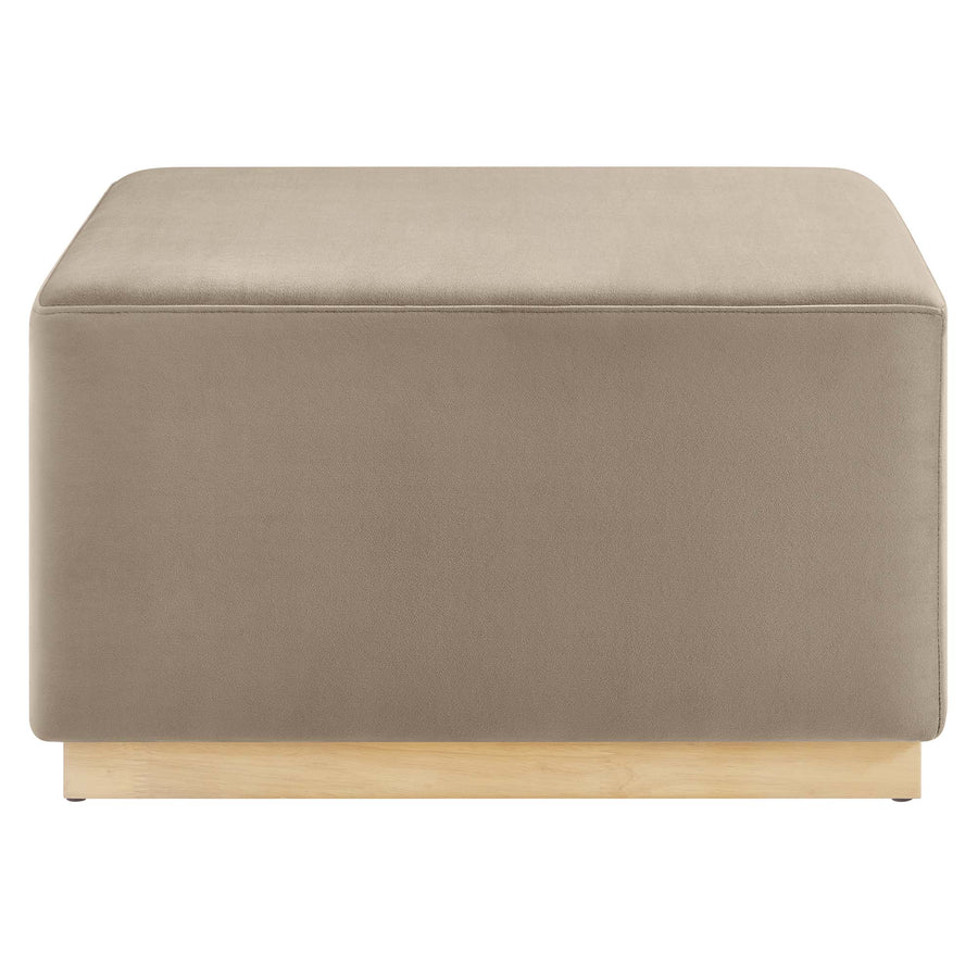 Maple Large 28" Square Performance Velvet Upholstered Ottoman in Taupe Natural