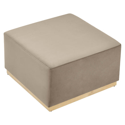 Tilden Large 28" Square Performance Velvet Upholstered Ottoman in Taupe Natural