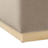 Maple Large 28" Square Performance Velvet Upholstered Ottoman in Taupe Natural