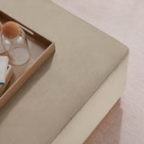 Maple Large 28" Square Performance Velvet Upholstered Ottoman in Taupe Natural