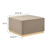 Maple Large 28" Square Performance Velvet Upholstered Ottoman in Taupe Natural