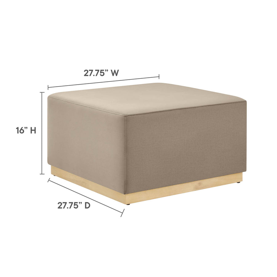 Maple Large 28" Square Performance Velvet Upholstered Ottoman in Taupe Natural