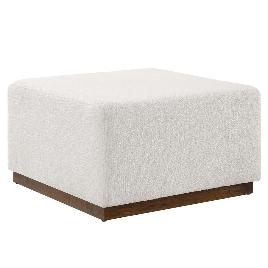 Maple Large 28" Square Boucle Upholstered Ottoman in Cloud Walnut