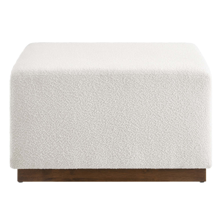 Maple Large 28" Square Boucle Upholstered Ottoman in Cloud Walnut