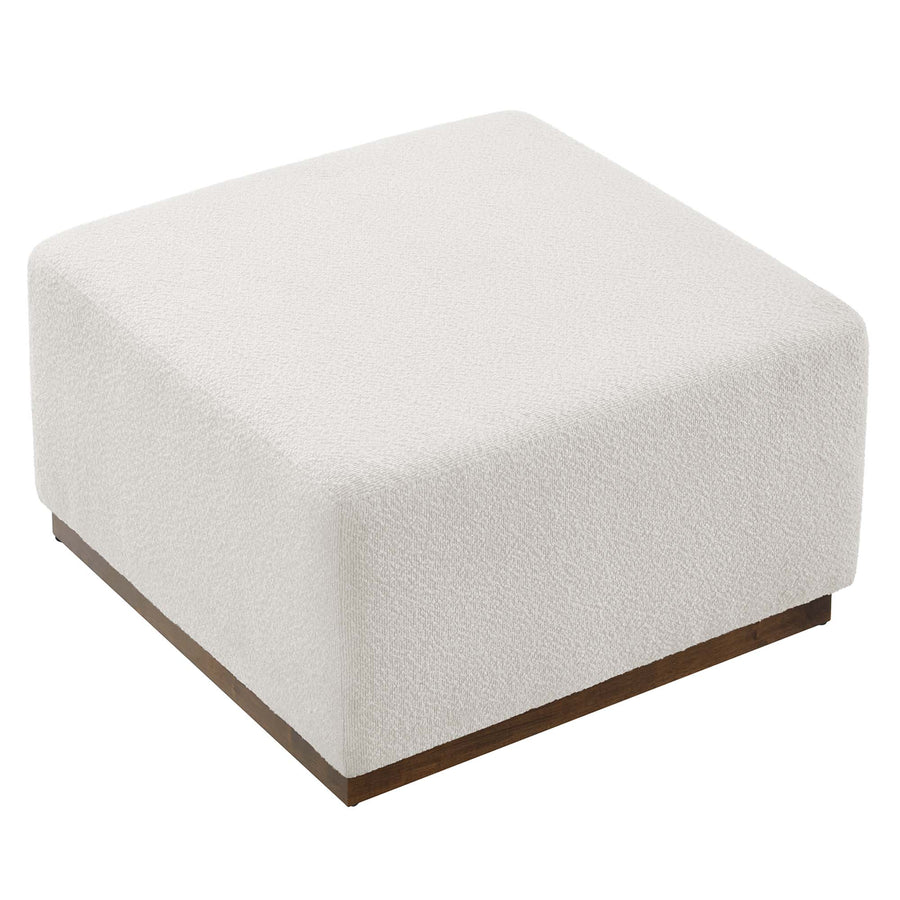 Maple Large 28" Square Boucle Upholstered Ottoman in Cloud Walnut