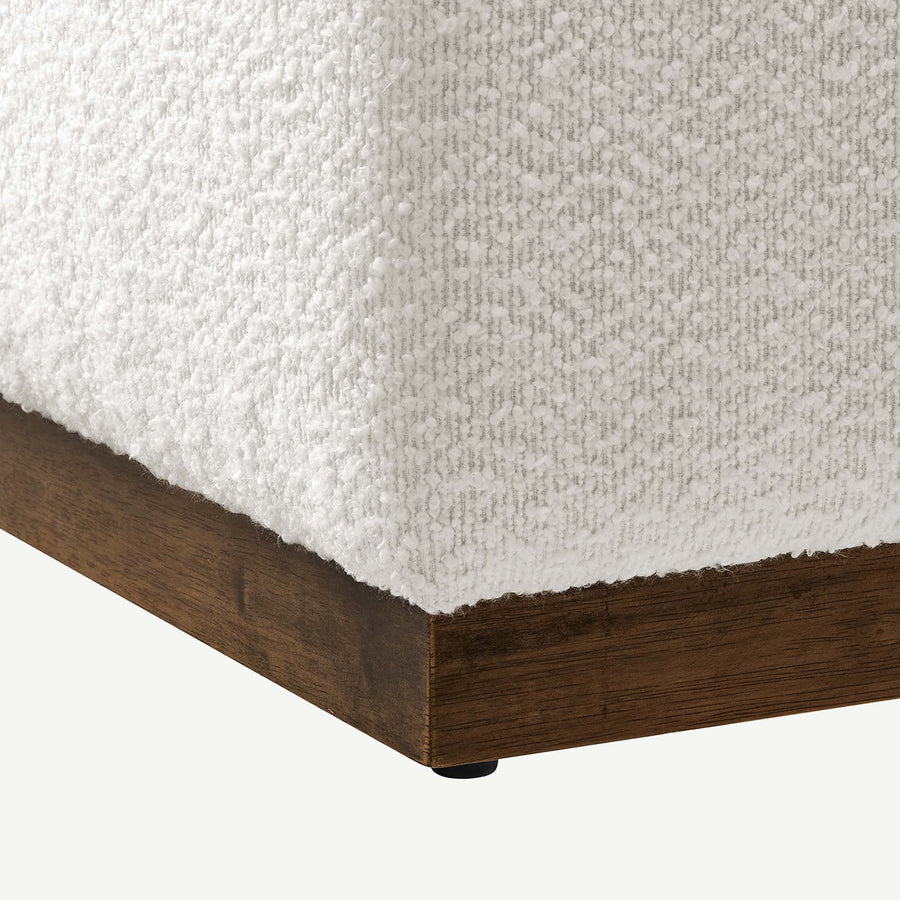 Maple Large 28" Square Boucle Upholstered Ottoman in Cloud Walnut