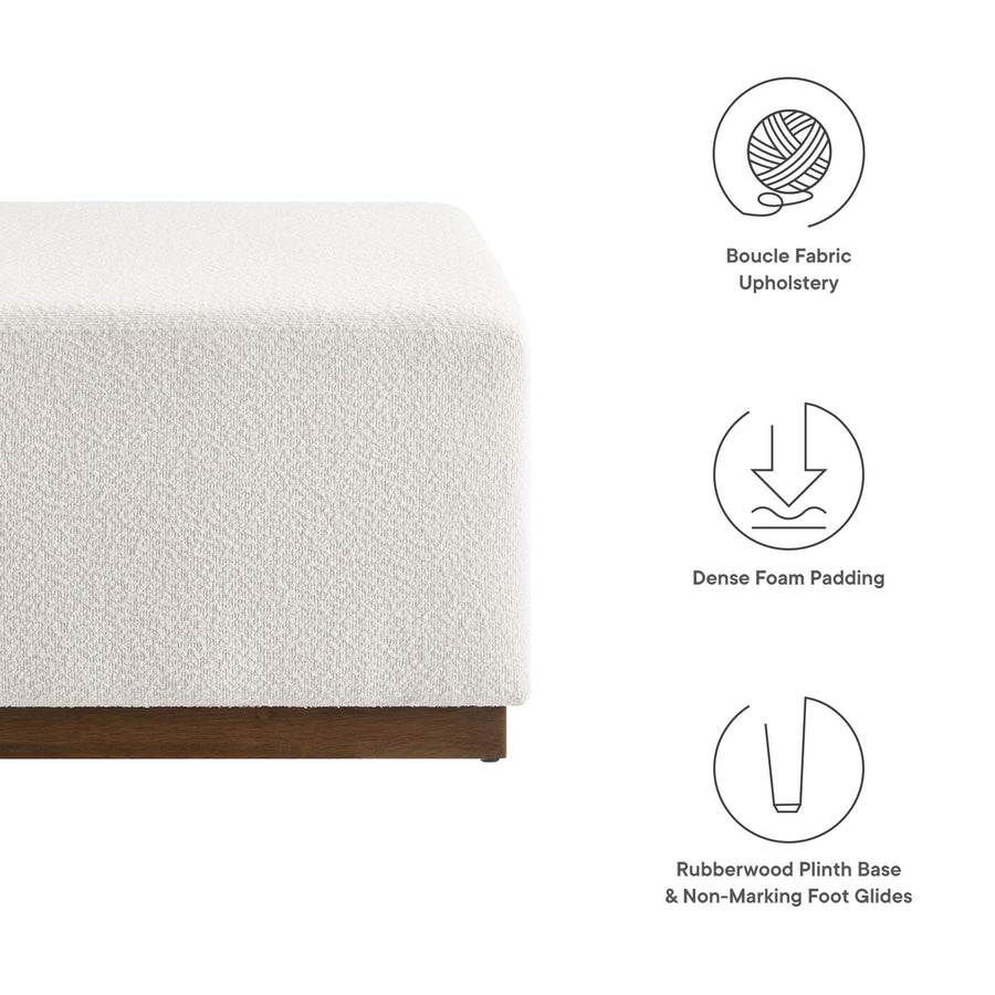 Maple Large 28" Square Boucle Upholstered Ottoman in Cloud Walnut