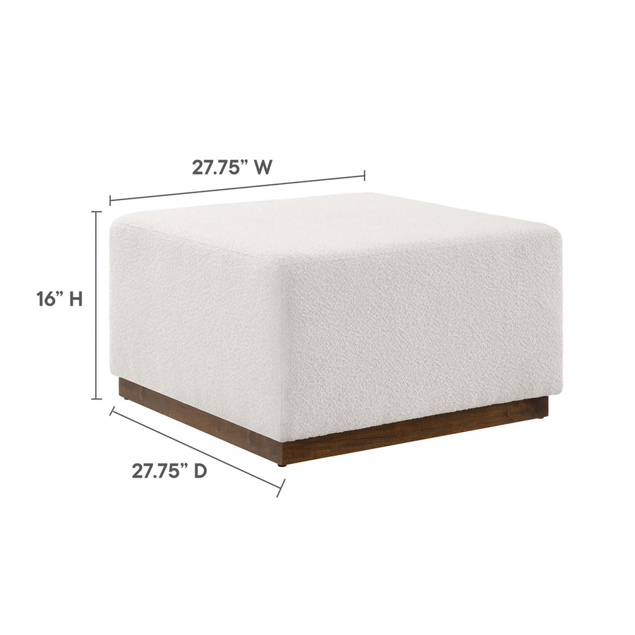 Maple Large 28" Square Boucle Upholstered Ottoman in Cloud Walnut