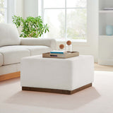 Maple Large 28" Square Boucle Upholstered Ottoman in Cloud Walnut