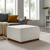 Maple Large 28" Square Boucle Upholstered Ottoman in Cloud Walnut
