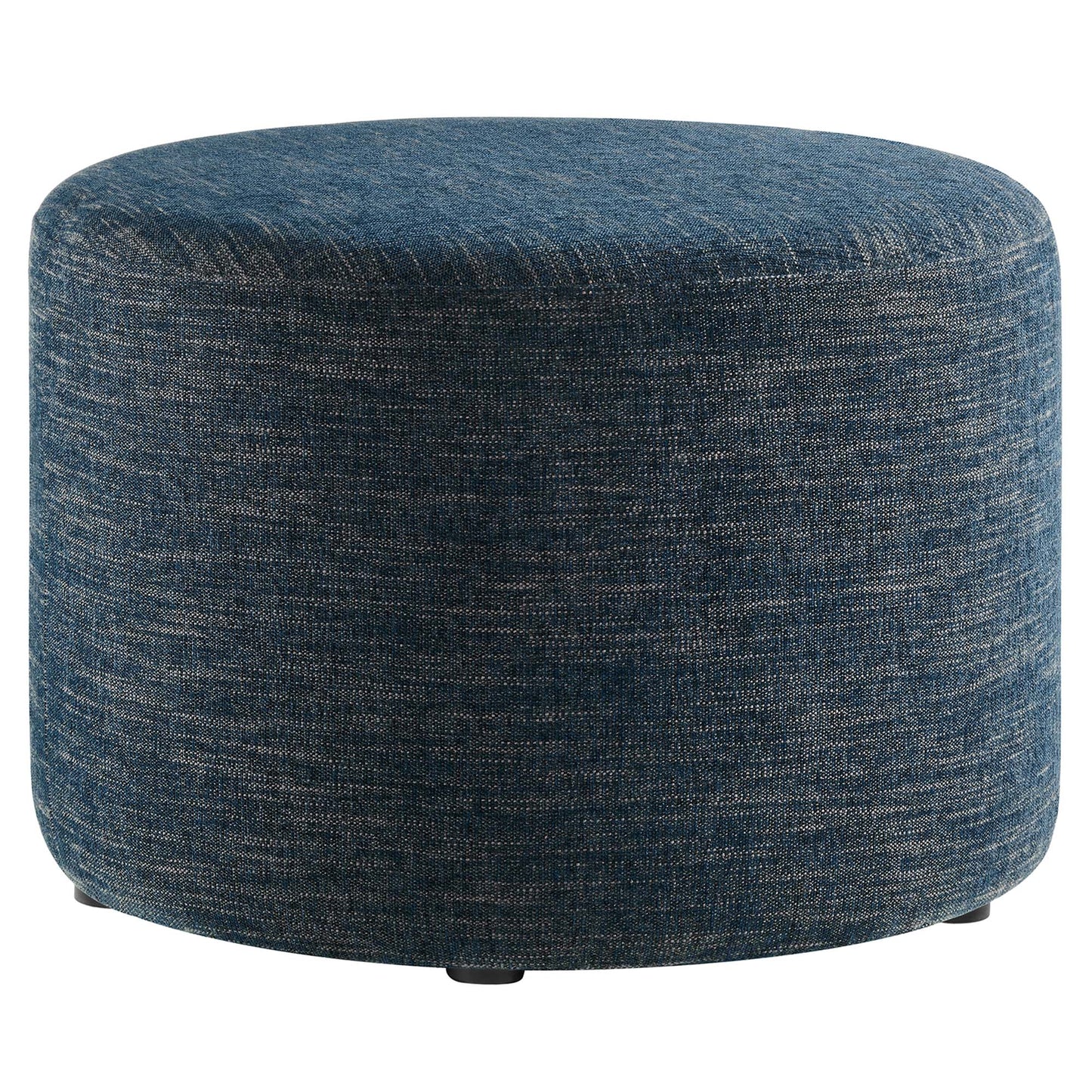 Callum Large 23" Round Woven Heathered Fabric Upholstered Ottoman by Furniture For America