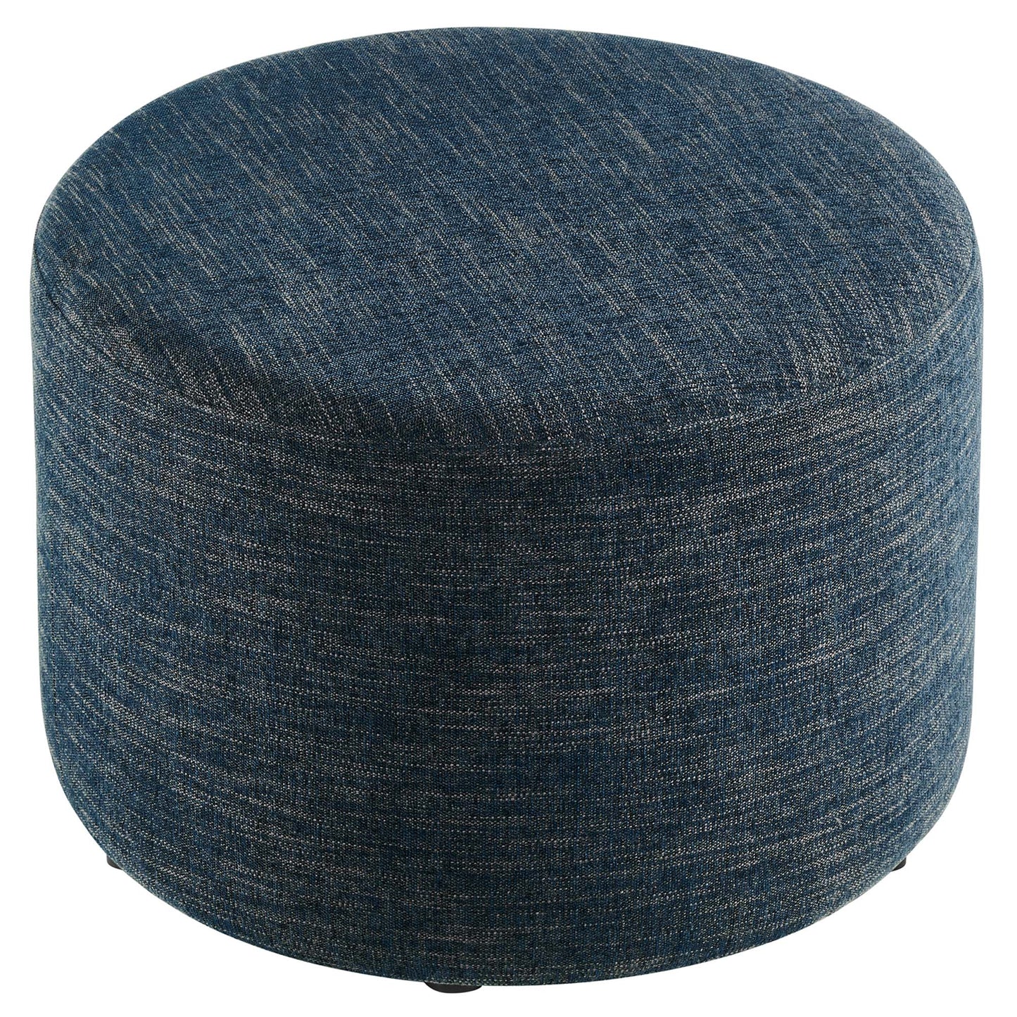 Callum Large 23" Round Woven Heathered Fabric Upholstered Ottoman by Furniture For America