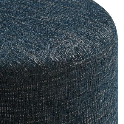 Callum Large 23" Round Woven Heathered Fabric Upholstered Ottoman by Furniture For America