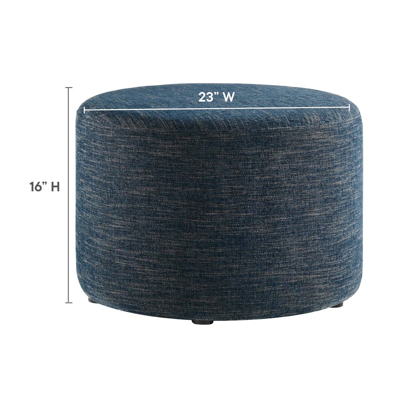 Callum Large 23" Round Woven Heathered Fabric Upholstered Ottoman by Furniture For America