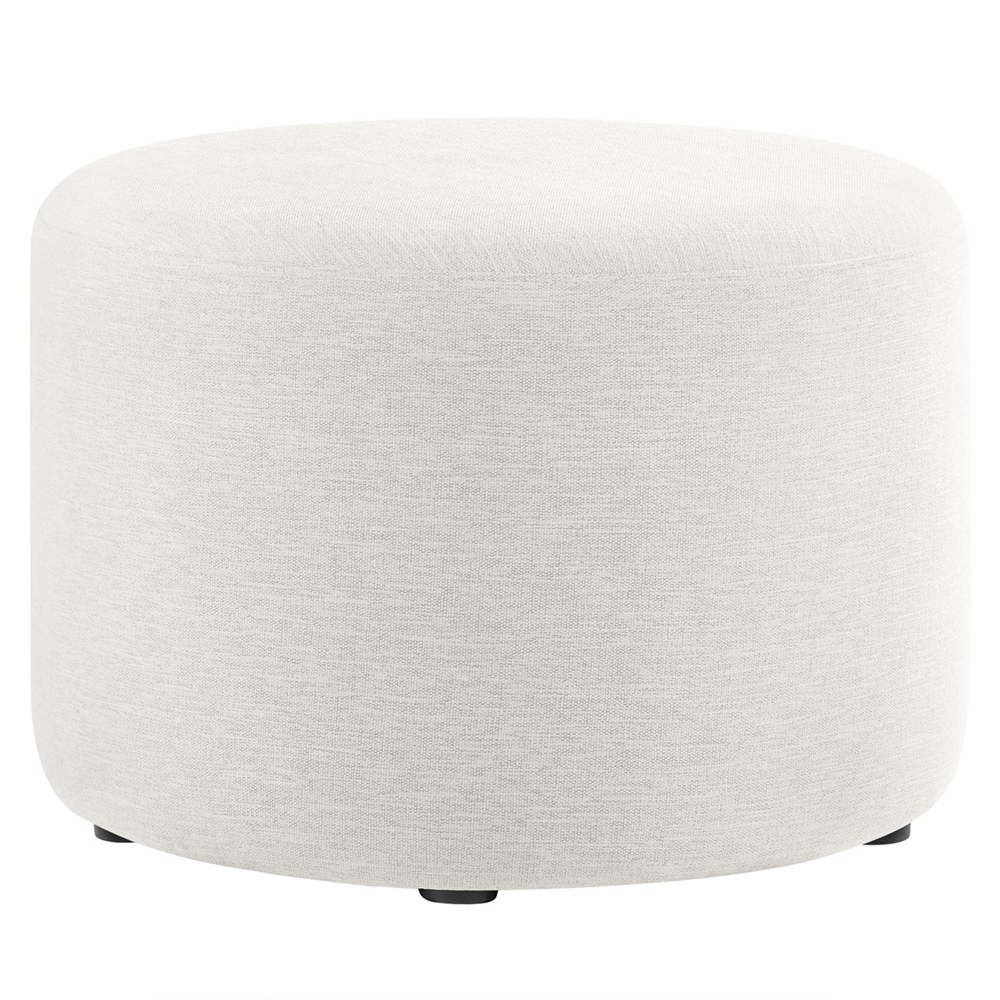 Callum Large 23" Round Woven Heathered Fabric Upholstered Ottoman by Furniture For America
