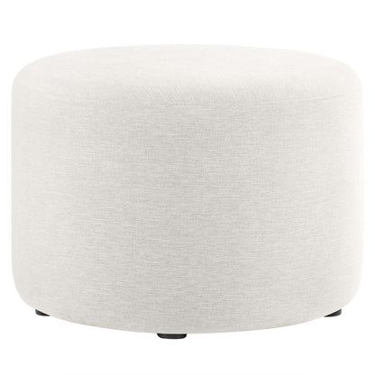 Callum Large 23" Round Woven Heathered Fabric Upholstered Ottoman by Furniture For America