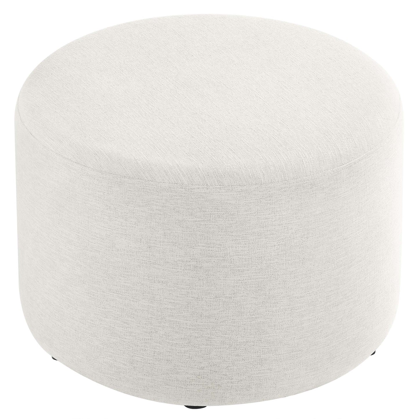 Callum Large 23" Round Woven Heathered Fabric Upholstered Ottoman by Furniture For America