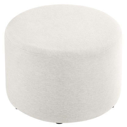 Callum Large 23" Round Woven Heathered Fabric Upholstered Ottoman by Furniture For America