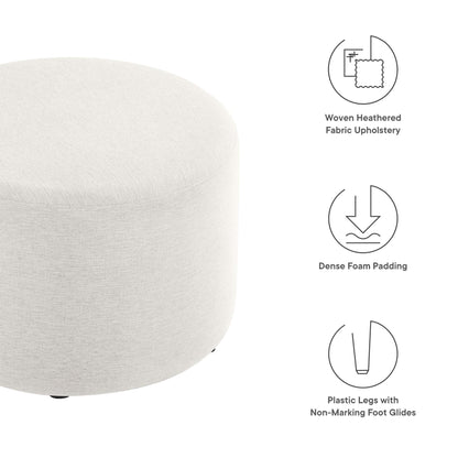 Callum Large 23" Round Woven Heathered Fabric Upholstered Ottoman by Furniture For America