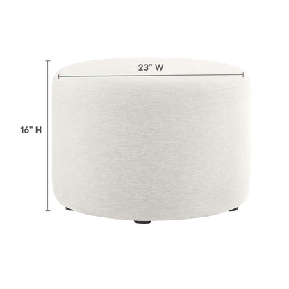 Callum Large 23" Round Woven Heathered Fabric Upholstered Ottoman by Furniture For America