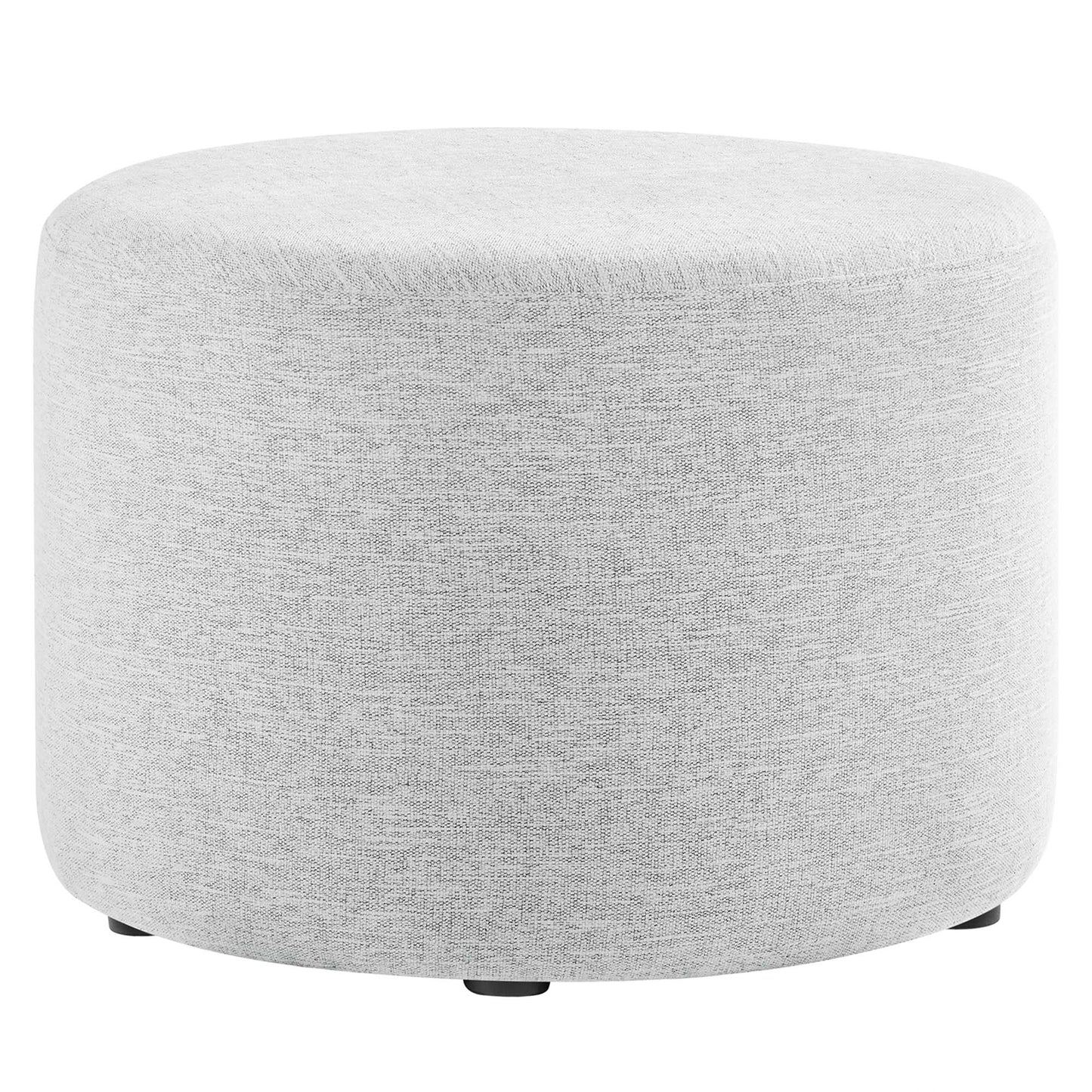 Callum Large 23" Round Woven Heathered Fabric Upholstered Ottoman by Furniture For America