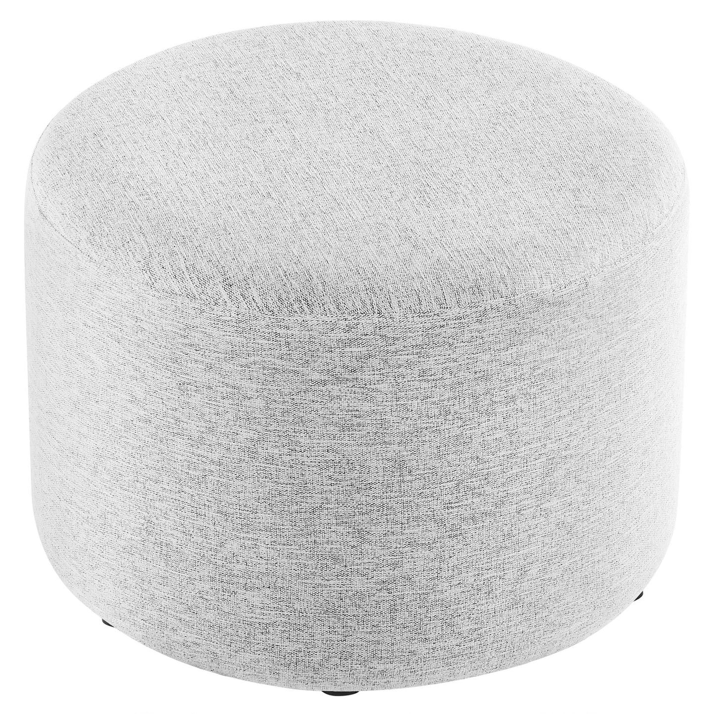 Callum Large 23" Round Woven Heathered Fabric Upholstered Ottoman by Furniture For America