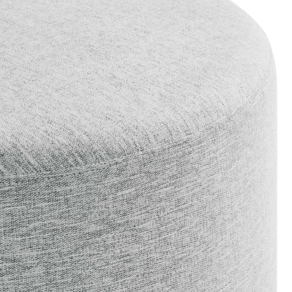 Callum Large 23" Round Woven Heathered Fabric Upholstered Ottoman by Furniture For America