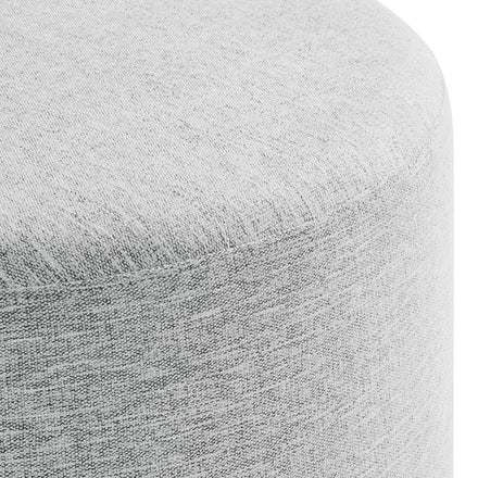 Callum Large 23" Round Woven Heathered Fabric Upholstered Ottoman in Heathered Weave Light Gray