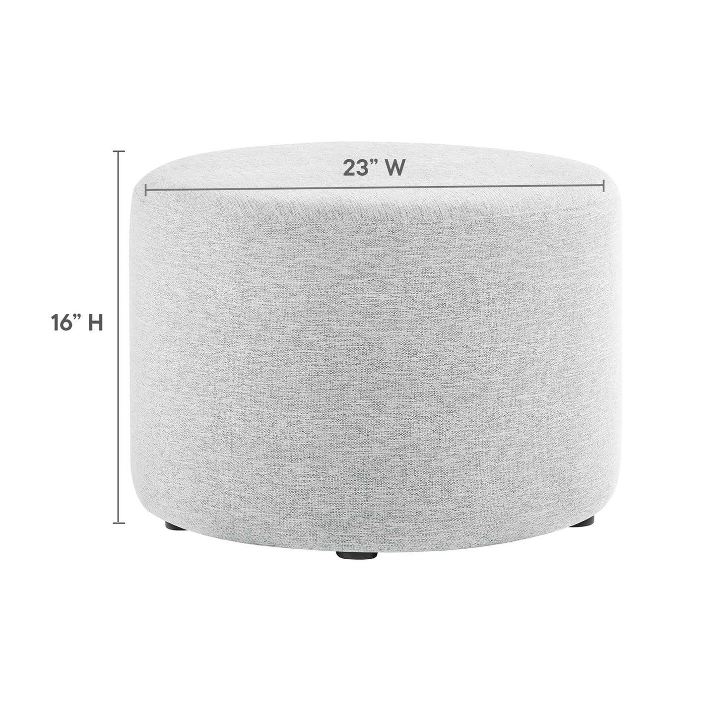Callum Large 23" Round Woven Heathered Fabric Upholstered Ottoman by Furniture For America